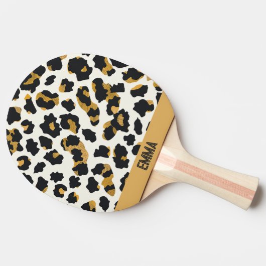 Raquette De Ping Pong Motif Leopard sur Arrière - plan blanc (Côté)