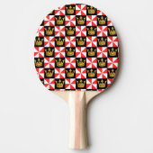 Raquette De Ping Pong Motif médiéval Rouge Blanc Noir Faux Or Couronne (Devant)