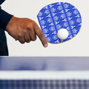 Raquette De Ping Pong Motif méditerranéen grec Arabesque bleu