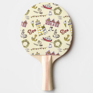 Raquette De Ping Pong Motif mignon de scène de plage