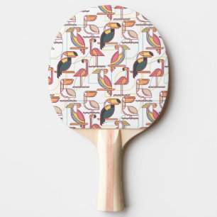 Raquette De Ping Pong Motif moderne avec les oiseaux tropicaux