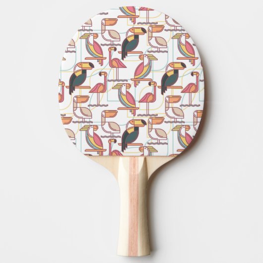 Raquette De Ping Pong Motif moderne avec les oiseaux tropicaux (Devant)
