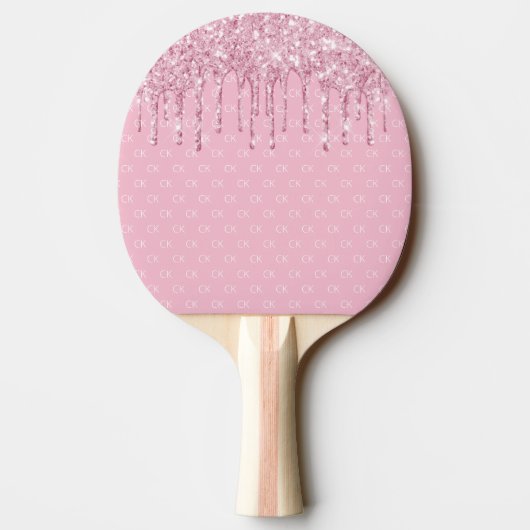Raquette De Ping Pong Motif monogramme brillant parties scintillant rose (Dos)