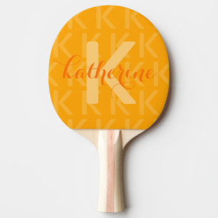 Raquette De Ping Pong Motif Monogramme orange avec nom Ping Pong Paddle
