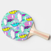 Raquette De Ping Pong Motif Neon Lightning Bolts & Stars (Côté)