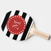 Raquette De Ping Pong Motif noir blanc, Monogramme rouge (Côté)