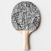 Raquette De Ping Pong Motif Patchwork Noir & Blanc 02 (Dos)