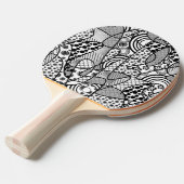 Raquette De Ping Pong Motif Patchwork Noir & Blanc 02 (Devant Angle)
