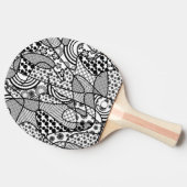 Raquette De Ping Pong Motif Patchwork Noir & Blanc 02 (Côté)