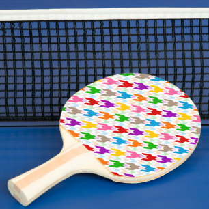 Raquette De Ping Pong Motif pied-de-poule coloré blanc