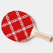Raquette De Ping Pong Motif Quatrefoil blanc et rouge (Côté)