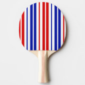 Raquette De Ping Pong Motif rayures blanches rouges bleues   (Devant)