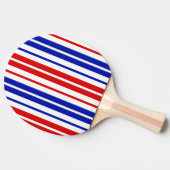 Raquette De Ping Pong Motif rayures blanches rouges bleues   (Côté)