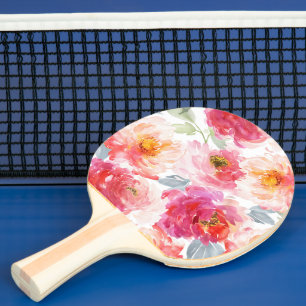 Raquette De Ping Pong Motif rose Aquarelle Peony