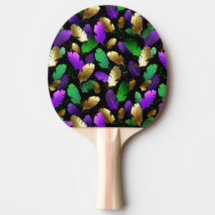 Raquette De Ping Pong Motif sans couture avec des plumes de Mardi Gras