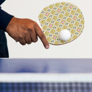 Raquette De Ping Pong Motif tribal géométrique olive et magenta moderne
