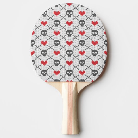 Raquette De Ping Pong Motif tricoté avec des crânes (Devant)
