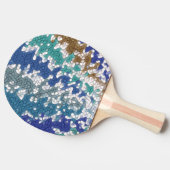 Raquette De Ping Pong Motif unique bleu vert jaune (Côté)