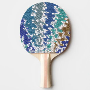 Raquette De Ping Pong Motif unique bleu vert jaune 