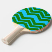 Raquette De Ping Pong Motif zigzag chevron bleu vert (Devant Angle)