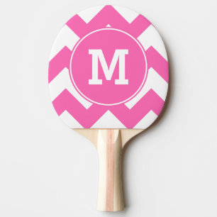 Raquette De Ping Pong Motif zigzag rose vif à monogramme