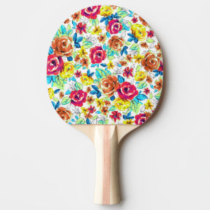 Raquette De Ping Pong Motifs de roses vintage colorés mignons