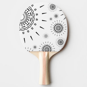 Raquette De Ping Pong Motifs d'éclats noirs sur fond blanc