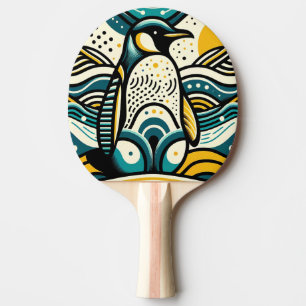 Raquette De Ping Pong Moutarde Jaune Turquoise Pingouin Bleu Dans Les Va