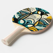 Raquette De Ping Pong Moutarde Jaune Turquoise Pingouin Bleu Dans Les Va (Devant Angle)