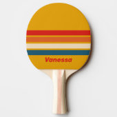 Raquette De Ping Pong Moutarde Rétro sur Striures avec Nom (Dos)