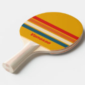 Raquette De Ping Pong Moutarde Rétro sur Striures avec Nom (Devant Angle)