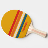 Raquette De Ping Pong Moutarde Rétro sur Striures avec Nom (Côté)