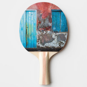 Raquette De Ping Pong Mur, porte et volets colorés
