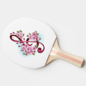 Raquette De Ping Pong Musical treble clef notes with sakura flowers (Côté)