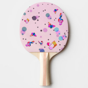 Raquette De Ping Pong Musique de danse des couleurs sur rose