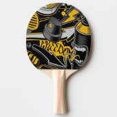 Raquette De Ping Pong Musique folle Black Jaune Graffiti Spire all star (Devant)