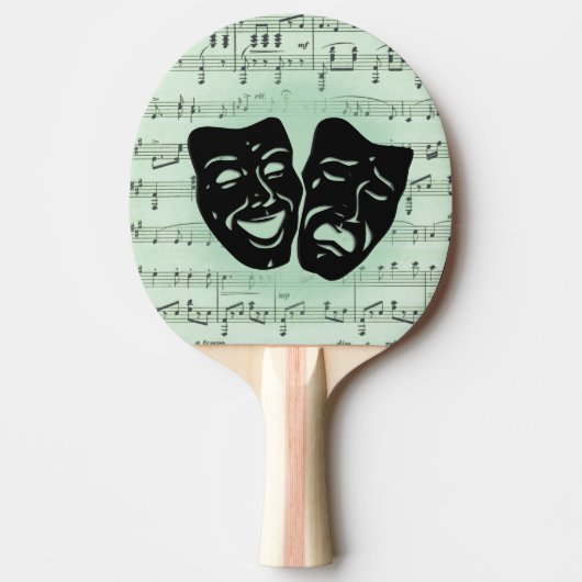 Raquette De Ping Pong Musique verte et masques grecs de théâtre (Devant)