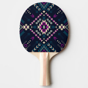 Raquette De Ping Pong Navajo tribal foncé, géométrique vintage.