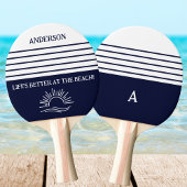 Raquette De Ping Pong Navy Stripes Monogram Family Nautical