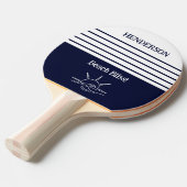 Raquette De Ping Pong Navy Stripes Monogram Family Nautical (Devant Angle)
