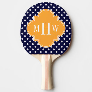Raquette De Ping Pong Navy Wt Polka Dot Cantaloupe Quatrefoil 3 monogram