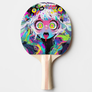 Raquette De Ping Pong Neon Kawaii Shockwave : Psychedelic Anime Girl