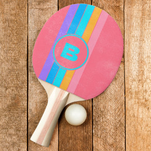Raquette De Ping Pong Neon Sunrise des années 80 en détresse rayé avec i