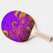 Raquette De Ping Pong Néon violet rose jaune abstrait Conception (Côté)