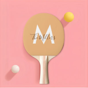 Raquette De Ping Pong Neutre Minimaliste moderne orange monogramme