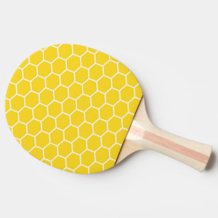 Raquette De Ping Pong Nid d'abeille géométrique jaune Lignes blanches Bo