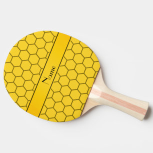 Raquette De Ping Pong Nid d'abeilles jaune nommé personnalisé