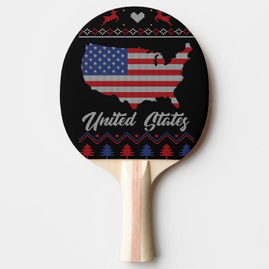 Raquette De Ping Pong Noël aux États-Unis (Devant)