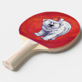 Raquette De Ping Pong Noël de l'ours polaire sur le rouge (Devant Angle)