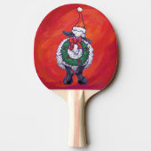 Raquette De Ping Pong Noël des moutons sur rouge (Dos)